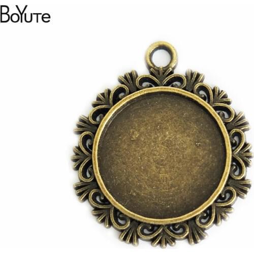 BoYuTe (60 Pieces/Lot) 20MM Cabochon Base Vintage Accessories Parts Alloy Material Tray Pendants Setting for Jewelry Making