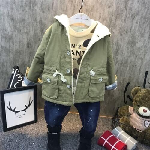 2 3 4 5 6 Years Toddler Boys Clothing Sets Plus Velvet Coat Thick Long-sleeved Shirt Jeans 3pcs Winter Kids Jackets High Quality