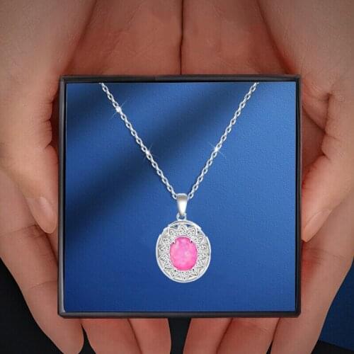 Pendientes wedding item for women Nobby Zirconia Purple Fire Opal Silver Stamped Necklace Pendant Fashion jewelry OP555