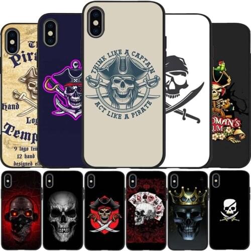 Pirate logo design black Silicone Phone Case For iPhone 12 XR XS Max 5 5S SE 2020 6 6S 7 8 PLUS X 11Pro Max 11 Cover
