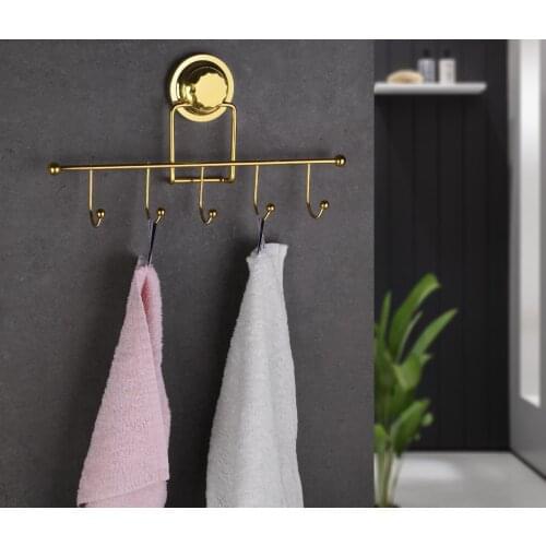 OceanLand 3-Function 5' Hanger Home Bathroom vacuum, stick or screw apparatus colorful Gold-Black-Chrome