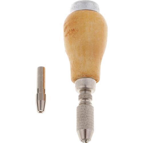 Precision Pin Vise Hand Drill Wooden Handle Pear Shape Graver Handle Jewelers Engraving Benchs Tool