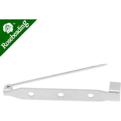 45mm simple Brooch Back Safe Pin With Three Holes,nickel color,5mm width,20pcs/lot-C4527