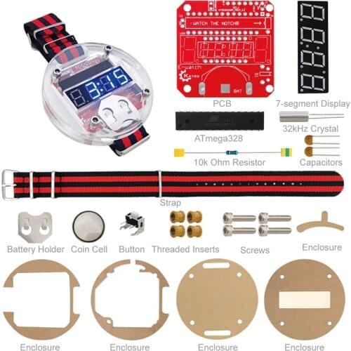Transparent LED Watch DIY SCM Awesome LED Digital Tube Wristwatch Electronic Watch Special Wear Use DIY Kit Sets Electronics Diy