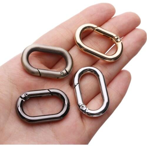 1PC Zinc Alloy Handbag Buckle Plated Gate Spring Oval Ring Buckles Clips Carabiner Purses Snap Hooks Carabiners Bag Accessories