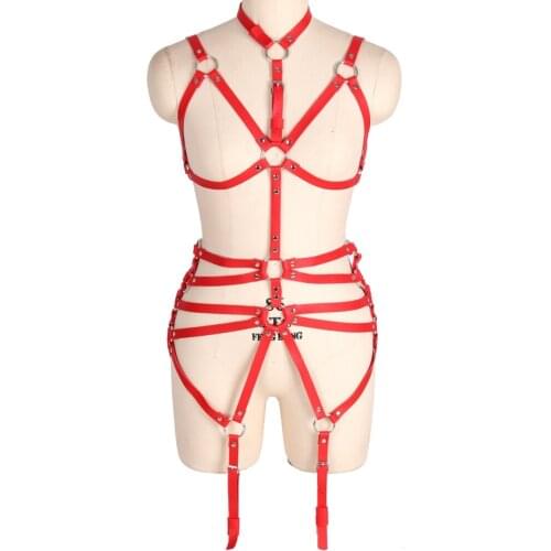 Adjust Halter Bra Tops Pole Dance Rave Wear Caged Bralette Ladies Strappy Bra Plus Size Sexy Harness Bra Body Belt Lingerie Set
