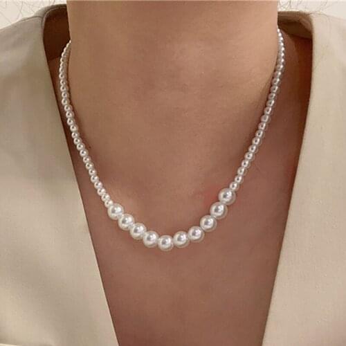 KINFOLK Vintage Pearl Choker Necklace For Women Fashion Summer White Pearl Necklaces 2021 Trend Elegant Wedding Jewelry