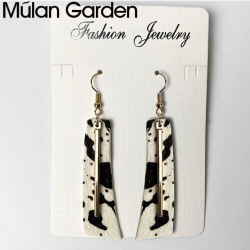 M&G Horse Hair Genuine Leather Earrings for Women Geometric Metal Pendant Drop Earrings Fashion Jewelry Hot Sale Girl Gift New