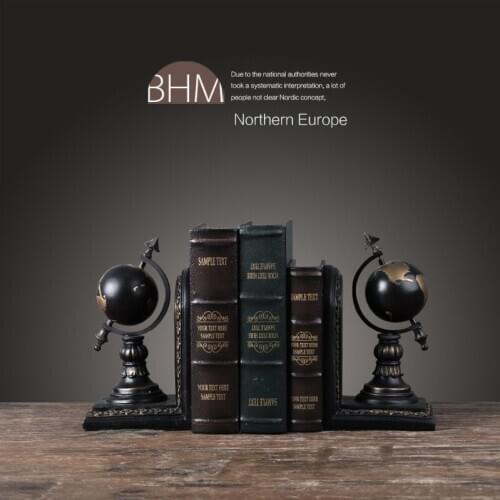 NORTH AMERICAN COUNTRY / RETRO DECORATION CRAFTS BOOKENDS GLOBE BOOKENDS BOOK SHELF SOFT OUTFIT LIVING ROOM OFFICE DECOR