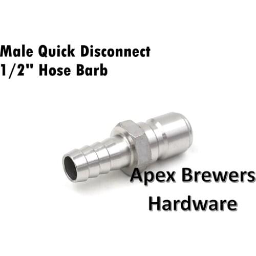 Male Quick Disconnec-1/2"Hose Barb, Ball Lock Style, Homebrew Brewer Hardware, Wholesale and Retail