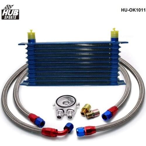 Universal 10 Rows Oil Cooler Kit M20XP1.5 3/4X16 UNF Oil Filter Fitting Adapter HU-OK1011