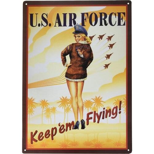 Air Force Keep Em Flying tin sign Sexy pin up Girl Sign For Garage Club Plate Art Poster Gift
