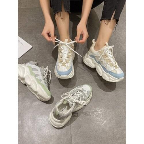 Mesh breathable old shoes women 2021 summer new wild thick-soled super fire casual sports shoes