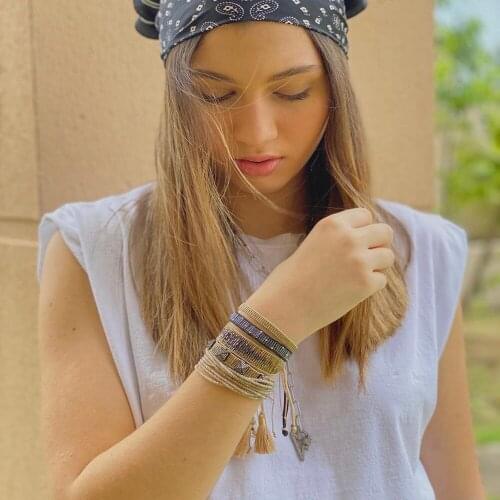 BLUESTAR Fashion MIYUKI Bead Micro pave Rivet Pulseras Mujer Handmade Boho Evil Eye Woven Crystal Bracelets