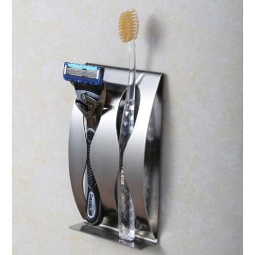 1Pcs 3/2 Hook Self-Adhesive Tooth Brush Organizer Box Bathroom Accessories Stainless Steel Wall Mount Toothbrush Holder