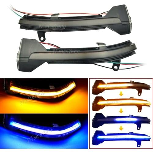 2x For BMW 5 6 7 Series F01 F02 Facelift 2013 2014 Flowing Water Dynamic Blinker Turn Signal LED Rearview Mirror Light Lamp