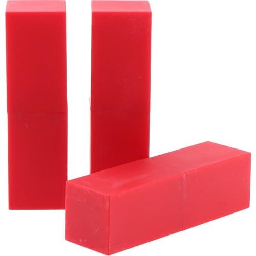3x Red Plastic Empty Lipstick Balm Tubes 12.1 mm Square Lip Gloss Container