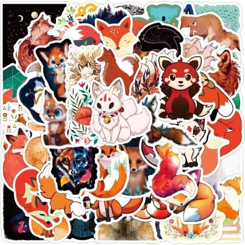 50pcs Little Fox Sticker Cute Fox Vulpes Graffiti Stickers DIY Laptop Luggage Refrigerator Motorcycle Skateboard PVC Kids Toys