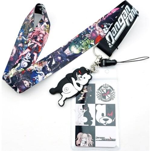 Anime Danganronpa Monokuma Key Lanyard ID Badge Holder Phone Neck Strap with Fashion Key Chain Keychain Charms Accessories Gift