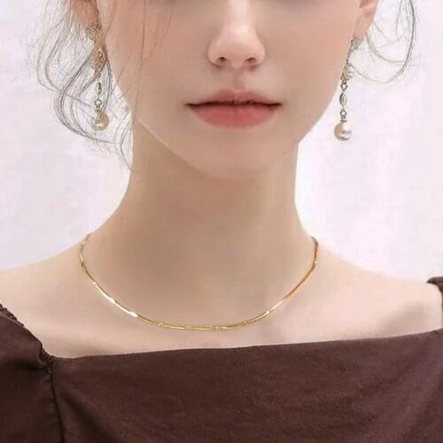 Basic Punk Stainless Steel Necklace for Women Gold Silver Color Fashion Curb Cuban Link Chain Chokers Vintage Necklaces Jewelry