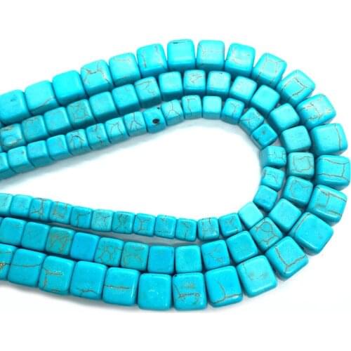 Free Shipping Wholesale Synthetic Gemstone Blue Turquoise Beaded Square Beads Can Be Used for DIY Jewelry Accessories 4 5 6 8 Mm