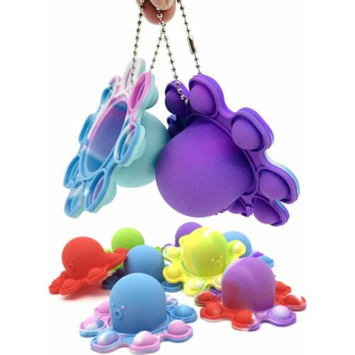 Keychain Stress Relief Squishy popit Fidget Toys Octopus Push Bubble Pops Fidget Sensory Toy For Autism поп ит Brinquedos