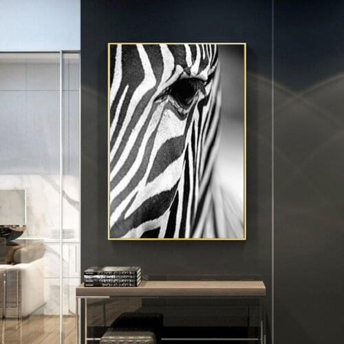 Black and White African Zebra Animal Canvas Paintings Poster Print Wall Art Pictures on Canvas for Living Room Home Decorations