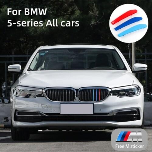 3PCS 3D Sport M Style Front Grill Strips Tri-Color Clip Trim for BMW 5 Series GT G30 G38 F10 F11 F18 F07 E60 Car Accessories