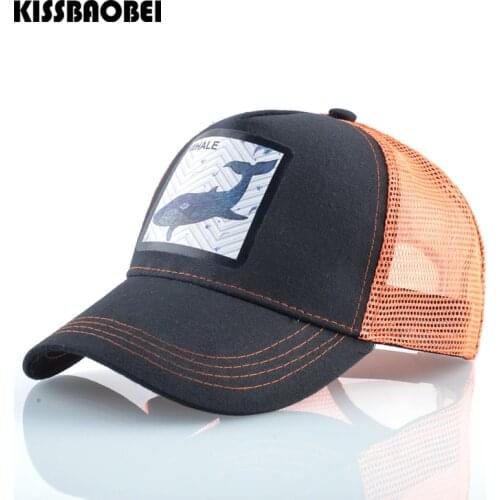 Whale Fitted Baseball Cap Men Snapback Fashion Summer Trucker Hat Casquette Outdoor Mesh Hip Hop Hats For Women Casual Caps
