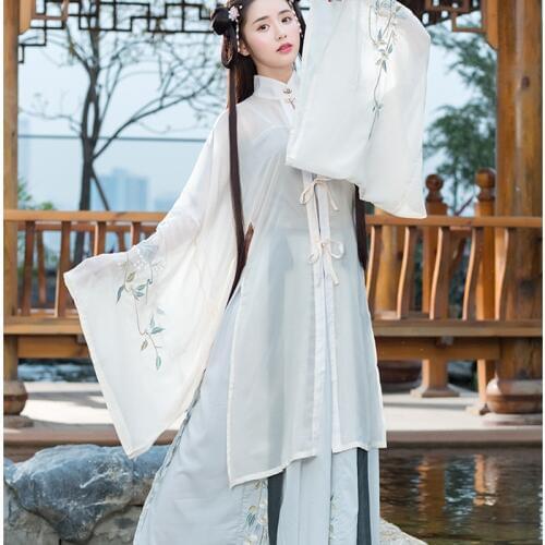 Chinese costume embroidery linen folk dance clothes girls hanfu cosplay folk dress chinese clothes oriental dress