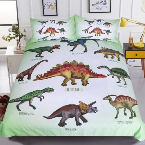 Dinosaur Family Quilt Cover with 2 Pillowcase Fashion Bedding 3 Piece Set 3D Printing Comforter Cover Available Size Bed Cover