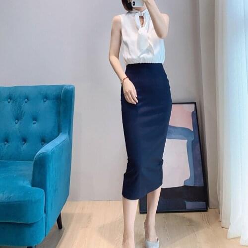 Brief Fashion Color Block White/ Nave Blue Sleeveless Midi Dress Size 0-5 UK Collections