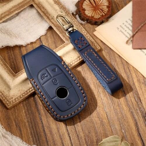 Leather Key Case for Mercedes Benz E Class W213 E200 E300 Remote Fob Cover 4 Buttons for Mercedes Accessories