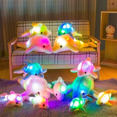 35cm Creative Luminous Dolphin Doll Glowing LED Light Plush Animal Toys Colorful Doll Pillow Girl Kids Birthday Gift Home Decor