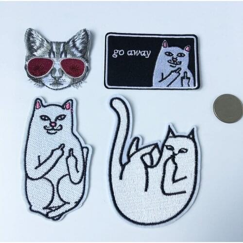 Funny Cat Embroidery Cloth Patch DIY Clothing Accessories Thermo Adhesive Personality Jeans Iron on Patches Bags Jacket Badges