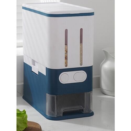 10KG Kitchen Rice Storage Box Automatic Rice Dispenser Storage Tank Sealed Rice Barrel Multifunctional Press Rice Barrel