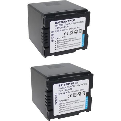 2pcs/lot 7.4V 2500mah CGA-DU21 CGADU21 CGA DU21 Li-ion Battery For Panasonic CGR-DU06 CGA-DU06 CGA-DU07 CGA-DU14 Wholesale