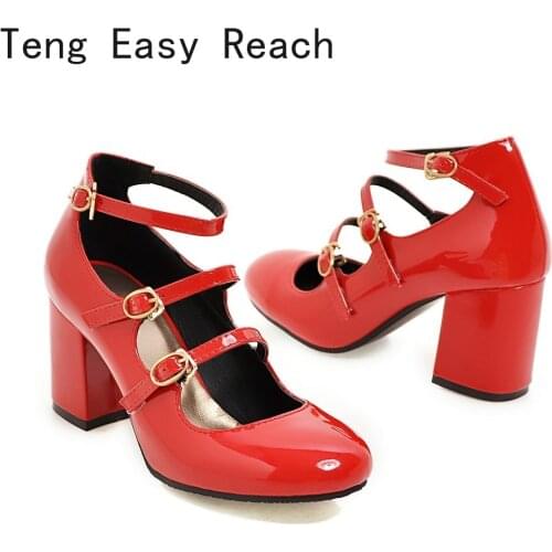 Fashion Womens Shoes Mary Jane Style Ladies Shoes Low Heel Shallow Mouth Round Toe Solid Color Womens Shoes Party Shoes 34-43