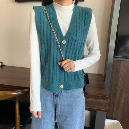 2021 Fashion Autumn Women Sweater Female Elegant V-neck Pullover Lady Loose Casual Knitting Tops Outerwear Waistcoat Vest H457