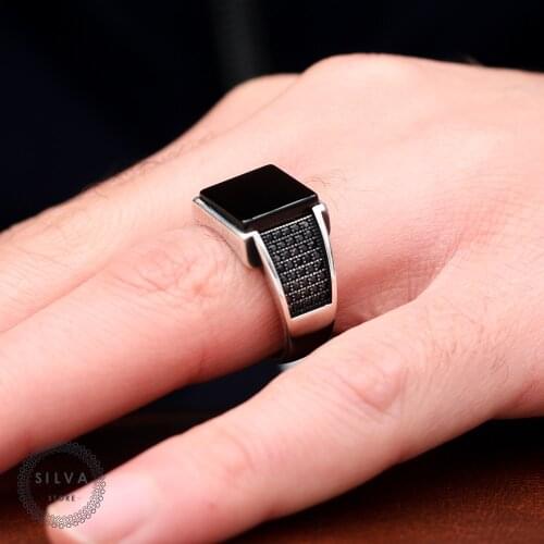 Original Sterling 925 Silver Mens ring With Onyx Stone. Mens Jewellery All Sizes Are Available