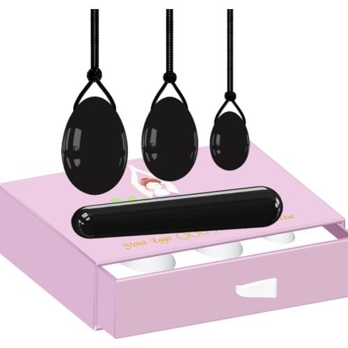 Obsidian Yoni Egg Yoni Wand Set Natural Stone Love Eggs Drilled and Undrilled Egg for Kegel Exercise Feminine Hygiene Product