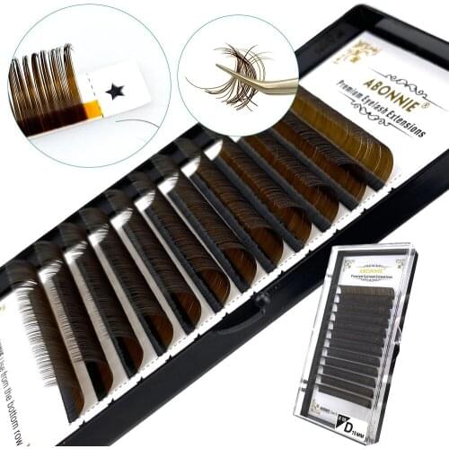 Abonnie Dark Brown Individual Eyelashes Extensions Fluffy Single Eyelashes No Sticky Lashes Tray All Size Cilios for Eye Makeup