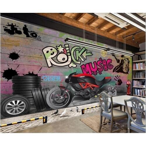 Custom photo mural 3d wallpaper Urban graffiti motorcycle tv background living room home decor wallpaper for walls 3 d