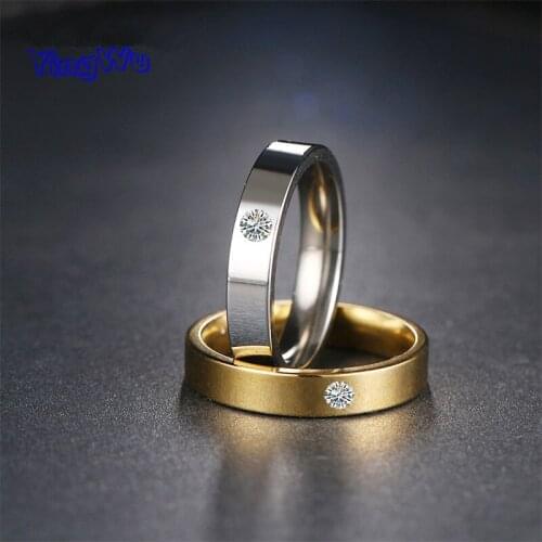 Wholesale Fashion Stainless Steel Rings For Women Simplicity Cubic Zirconia Jewelry