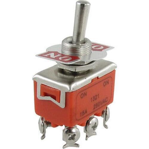 AC 250V 15A 2 Position DPDT ON-ON 6 Pin Toggle Switch
