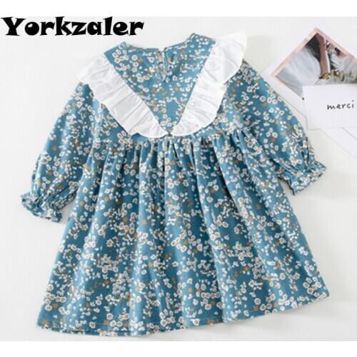 Toddler Girl Floral Dress Long Sleeve Fashion Fall Dress for Baby Girl Casual Flower Dress Children Clothing Sweet Dress 2-7year