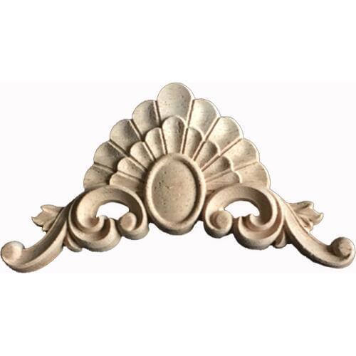 Retro Wood Carving Decal Corner Applique Frame Door Wall Doors Decorative Figurines Unpainted Wood Carved Decal