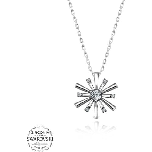 Silverlina Silver Swarovski Zirconia Gemstone Necklace