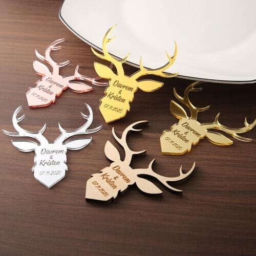 Custom Deer Wedding favor, Wedding tags, Wedding favor tags, Wood tags, Wedding decoration, Wooden deer, Save the Date