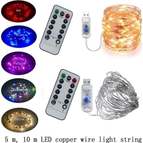 5m 10m USB Remote Control Wire Light Dekorasi Perkahwinan Hiasan Rumah Dongeng Hiasan Pesta Cahaya Tali LED Garland Party